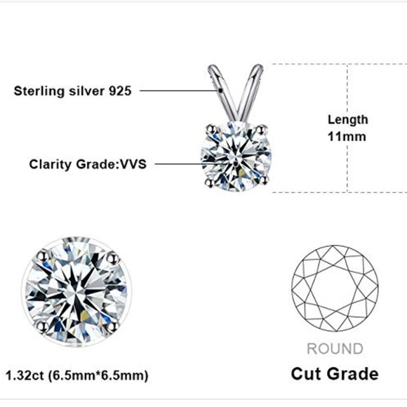 1ct Simulated Diamond CZ Stud Pendant - Picture 6 of 6